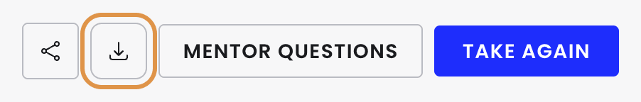 The 4 buttons at the top of a result – Share, Download, Mentor Questions and Take Again – with Download ringed.